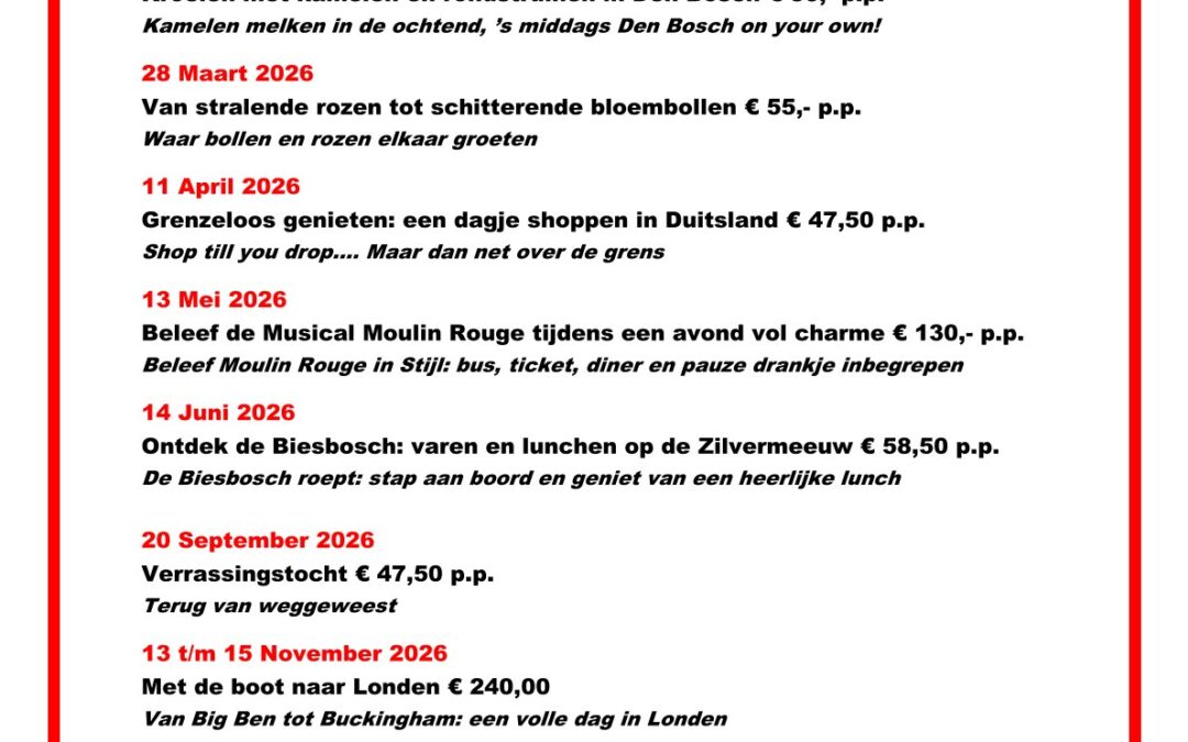 Dagtochten 2026